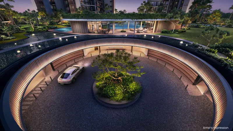 Thomson Reserve Grand Arrival court at dusk